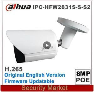 DH IPC-HFW2831S-S-S2 8MP 4K POE SD Card Slot H.265+ 30M IR IVS IP67 Starlight Mini Bullet Network Surveillance IP Camera Black 2.8mm Lens