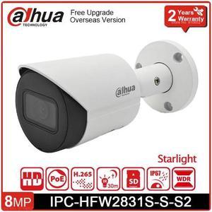 DH Original IPC-HFW2831S-S-S2 8MP 4K POE SD Card Slot H.265+ 30M IR IVS IP67 Starlight Mini Bullet Network IP Camera Black 3.6mm Lens