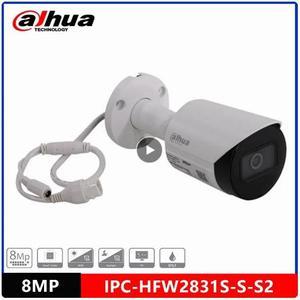 DH IP Camera IPC-HFW2831S-S-S2 8MP Lite IR Fixed-focal Bullet Network Camera Smart Home Monitor Security Protection CCTV POE White 3.6mm Lens