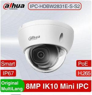 DH IPC-HDBW2831E-S-S2 8MP H.265+ IP Camera Built-in SD Card Slot IP67 IR 30M IVS WDR IK10 POE Starlight Dome Network Camera Black 3.6mm Lens