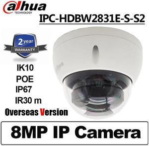 DH 8MP IP Camera 4K IPC-HDBW2831E-S-S2 PoE IR Intrusion Tripwire Motion Detection SD Card Slot Starlight Video Surveillance Black 2.8mm Lens