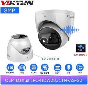 DH IPC-HDW2831TM-AS-S2 8MP POE Built-in Mic & SD Card Slot H.265 IR 30M IVS WDR Onvif IP67 Starlight Eyeball IP Camera Black 3.6mm Lens