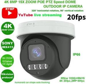 15X Zoom 4K 8MP POE PTZ IP Speed Dome Human Auto Tracking CCTV Camera 2Way Audio 20fps