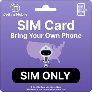 Prepaid SIM Card Jethro Mobile (Runs Off T-Mobile) Plans from $5/mo. Unlimited Plans from $10/mo