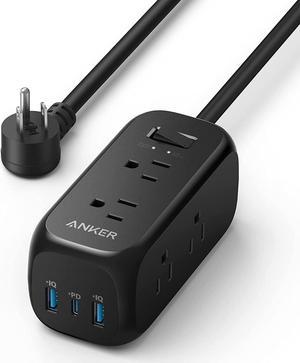 Anker 332 USB C Power Strip Surge Protector(300J),6 Outlets and 20W Power Delivery for iPhone 14/13, 3-Side Outlet Extender,5ft Extension Cord, for Travel,Home,Desk,Dorm,Office,TUV Listed(Black)