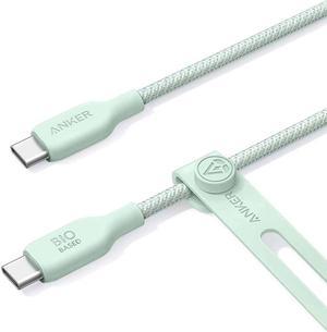 Anker USB C to USB C Cable (240W, 3 ft), Bio-Braided USB C Charger Cable, Fast Charge for iPhone 15/15 Pro, MacBook Pro 2020, iPad Pro 2020, iPad Air 4, Samsung Galaxy S23+/S23 Ultra, (Natural Green)