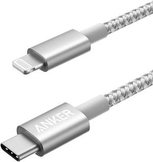 Anker USB C to Lightning Cable, New Nylon USB-C to Lightning Charging Cord [10ft MFi Certified] for iPhone 13 13 Pro 12 Pro Max 12 11 X XS XR 8 Plus, AirPods Pro, Supports Power Delivery (Silver)
