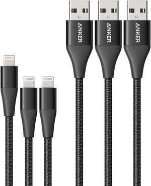 Anker Powerline+ II Lightning Cable 3-Pack (3 ft, 3 ft, 6 ft), MFi Certified for Flawless Compatibility with iPhone 11/11 Pro / 11 Pro Max/Xs/XS Max/XR/X / 8/8 Plus / 7 and More (Black)