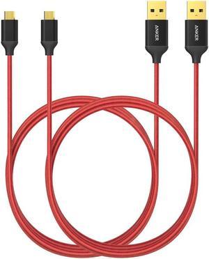 [2-Pack] Anker® 6ft / 1.8m Nylon Braided Tangle-Free Micro USB Cable with Gold-Plated Connectors for Android, Samsung, HTC, Nokia, Sony and More (Red)