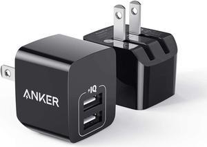 Anker 2-Pack Dual Port 12W USB Wall Charger with Foldable Plug, PowerPort mini, Black