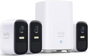eufy Security, eufyCam 2C Pro 3-Cam Kit, Wireless Home Security System with 2K Resolution, 180-Day Battery Life, HomeKit Compatibility, IP67, Night Vision, and No Monthly Fee.