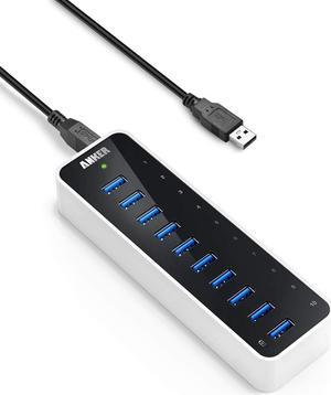 Anker [Upgraded Version] USB 3.0 SuperSpeed 10-Port Hub Including a BC 1.2 Charging Port with 60W (12V / 5A) Power Adapter [VIA VL812-B2 Chipset and Updated Firmware 9081] AH231
