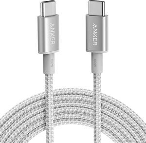 Anker USB C Cable 100W 10ft, New Nylon USB C to USB C Cable 2.0, Type C Charging Cable Fast Charge for MacBook Pro 2020, iPad Pro 2020, iPad Air 4, Galaxy S20, Pixel, Switch, LG, and More(Silver)