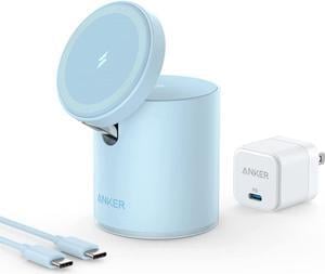 Anker 623 Magnetic Wireless Charger MagGo 2in1 Wireless Charging Station with 20W USBC Charger for iPhone 1312 Series AirPods Pro Blue