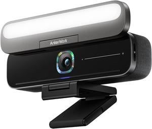 AnkerWork B600 Video Bar with 4-in-1 Design (2K Cam with Speaker, Mic, Light), AI Video Conference Cam, 2K Computer Cam , Noise Cancellation, 4-Mic Array, Webcam with Speaker, Built-in Light