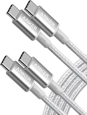 Anker 333 USB C to USB C Cable (6ft 100W, 2-Pack), USB 2.0 Type C Charging Cable Fast Charge for MacBook Pro 2020, iPad Pro 2020, iPad Air 4, Samsung Galaxy S21, Pixel, Switch, LG, and More (Silver)