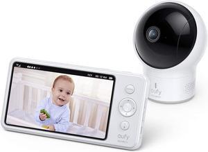 eufy Security, BabyCare SpaceView Pro, Video Baby Monitor with 720p Camera, Two-Way Audio, Remote Pan & Tilt, Ultra-Long 5200mAh Battery, Clear Night Vision, Lullaby Player (Renewed)