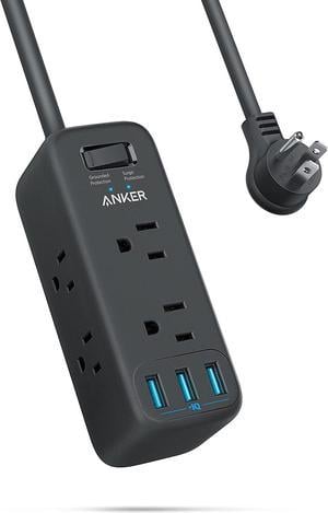 Anker Power Strip Surge Protector with USB, 5 ft Extension Cord, 331 Power Strip with 6 Outlets and 3 USB Ports, Charging Station with Flat Plug, For Travel,Home,Dorm Room and cruise essentials(Black)