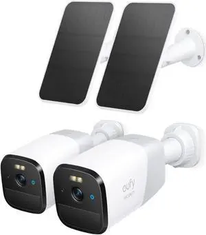 eufy Security 3G/4G LTE Cellular Outdoor Security Camera with Solar Panel (2 packs), 2K HD, Starlight Night Vision, and Human Detection. Works with AT&T and Verizon. EIOTCLUB SIM Card Included