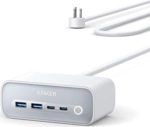 Anker 525 Charging Station, 7-in-1 USB C Power Strip for iphone12/13, 5ft Extension Cord with 3AC,2USB A,2USB C,Max 65W Power Delivery Desktop Accessory for MacBook Pro, Home, Office (White)