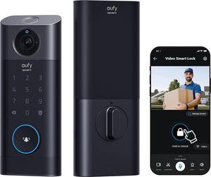 eufy Security S330 Video Smart Lock, 3-in-1 Camera+Doorbell+Fingerprint Keyless Entry Door Lock, BHMA, WiFi Door Lock, App Remote Control, 2K HD, No Monthly Fee, Dual Motion Detection,SD Card Required