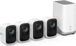 eufy Security eufyCam 3C 4-Cam Kit, Security Camera Outdoor Wireless, 4K Camera, Expandable Local Storage up to 16TB, Face Recognition AI, Spotlight, Color Night Vision, No Monthly Fee