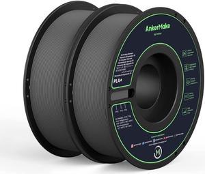AnkerMake PLA+ 3D Printing Filament, AnkerMake Official Filament, 2-Pack, 4.4 lb / 2 kg, Durable and Resistant, Smooth, High-Adhesion Rate, Designed for High-Speed Printing Gray