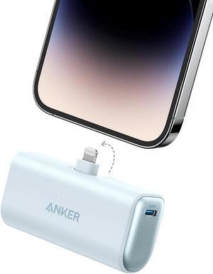 Anker Nano Power Bank with Builtin Lightning Connector Portable Charger 5000mAh MFi Certified 12W Compatible with iPhone 1414 Pro  14 Plus  14 Pro Max iPhone 13 and 12 Series Blue