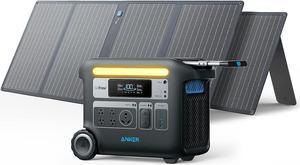 Anker SOLIX F2000 Portable Power Station PowerHouse 767 2048Wh GaNPrime Solar Generator with 2100W Solar Panels LiFePO4 Batteries 4 AC Outlets Up to 2400W for Home Power Outage Outdoor Camping