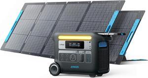 Anker SOLIX F2000 Portable Power Station PowerHouse 767 2048Wh GaNPrime Solar Generator with 2200W Solar Panels LiFePO4 Batteries 4 AC Outlets Up to 2400W for Home Power Outage Outdoor Camping