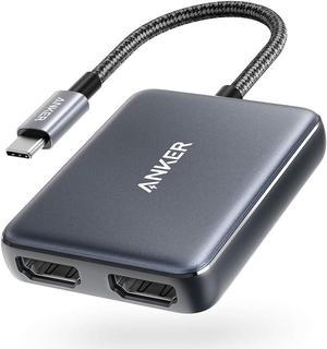 Anker USB C to Dual HDMI Adapter, Compact and Portable, Supports 4K@60Hz and Dual 4K@30Hz, for MacBook Pro, MacBook Air, iPad Pro, XPS, and More [Compatible with Thunderbolt 3 Ports] (Renewed)