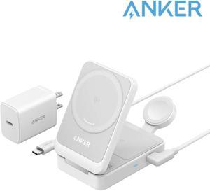 Anker MagSafe Charger Compatible, Anker MagGo 3in1 Charging Station, Qi2 Certified 15W Wireless Charger Stand, Apple Watch Charger, for iPhone 15/14, AirPods, Apple Watch S9 40W USBC Charger Included