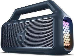 Soundcore Boom 2 Outdoor Speaker, 80W, Subwoofer, BassUp 2.0, 24H Playtime, IPX7 Waterproof, Floatable, RGB Lights, USB-C, Custom EQ, Bluetooth 5.3, Portable for Outdoors, Camping, Beach Blue