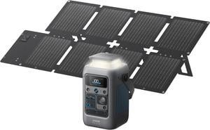 Anker SOLIX C300 DC Power Bank Station (90,000mAh) and 60W Solar Panel, 288Wh Portable Power Station, LiFePO4 Battery, 300W Solar Generator, for Outdoor, Camping, Traveling, and Emergencies