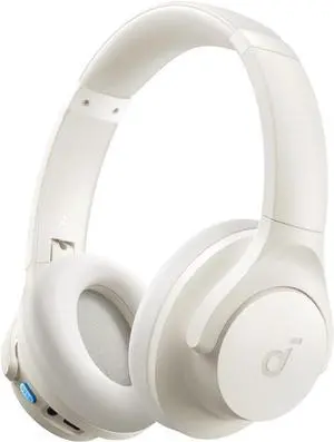 Soundcore Q11i Wireless Over-Ear Bluetooth Headphones by Anker, Deep Bass, 60H Playtime, Hi-Res Audio, Detachable Ear Cushions, Multipoint Connection Cream White