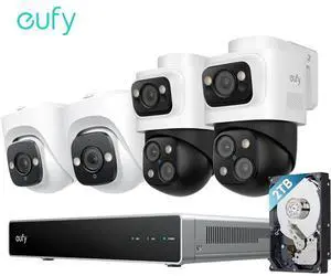 eufy 4K NVR Security Camera System S4 Max, PoE Wired, 24/7 Recording, Triple Lens Bullet-PTZ Cam, 360° PTZ, Up to 16CH, Cross-Cam Tracking, 8× Auto Zoom, Smart Video Search, 2TB HDD