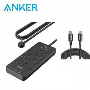 Anker Power Strip Surge Protector (2100J), 12 Outlets with 2 USB A and 1 USB C Port for Multiple Devices, 5ft Extension Cord, 20W Power Delivery Charging for Home, Office, Dorm Essential, TUV Listed