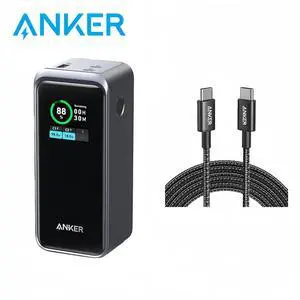 Anker Prime Power Bank, 20,000mAh Portable Charger with 200W Output, Smart Digital Display, 2 USB-C and 1 USB-A Port Compatible with iPhone 14/13 Series, Samsung, MacBook, Dell, and More