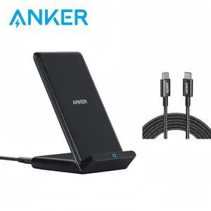 Anker Wireless Charger, PowerWave Stand, Qi-Certified for iPhone 11, 11 Pro, 11 Pro Max, XR, Xs Max, XS, X, 8, 8 Plus, 10W Fast-Charging Galaxy S10 S9 S8, Note 10 Note 9 and More (No AC Adapter)