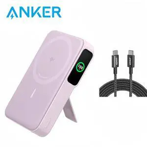 Anker MagGo Power Bank, Qi2 Certified 15W Ultra-Fast MagSafe-Compatible Portable Charger, 10K Battery Pack with Smart Display and Foldable Stand, for iPhone 15/14/13/12 Only (USB-C Cable Included)