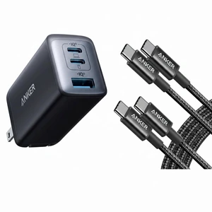 Anker USB-C Charger (65W, 3-Port, Foldable) + Anker USB-C to USB-C Cable (6 ft, 60W, 2-Pack) Anker USB-C Charger (65W, 3-Port, Foldable) + Anker USB-C to USB-C Cable (6 ft, 60W, 2-Pack)