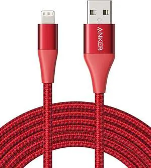Anker Powerline+ II Lightning Cable (10ft), MFi Certified for Flawless Compatibility with iPhone 11/11 Pro/11 Pro Max/ Xs/XS Max/XR/X / 8/8 Plus / 7/7 Plus / 6/6 Plus / 5 / 5S and More(Red)