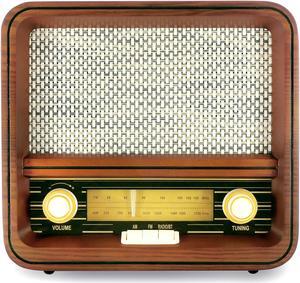 Fuse Vintage Retro Bluetooth AM/FM Radio Speaker + Real Handcrafted Wood Exterior - RAD-V1