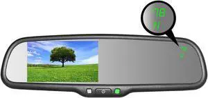 Master Tailgaters OEM Rear View Mirror with 4.3" Auto Adjusting Brightness LCD + Compass & Temperature - Universal Fit…
