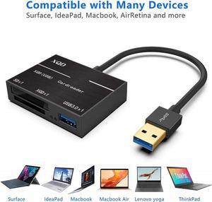 LUOM USB 3.0 XQD SD Card Reader with USB3.0 Port 500MB/s High Speed USB3.0 HUB Camera Kit Adapter For Sony M/G Series For Sony G/M Series Lexar 2933x/1400x USB Mark XQD Card, Support Windows/Mac OS