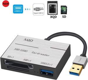 LUOM XQD Card Reader USB3.0,  USB3.0 Card Adapter with USB3.0 Read 2 Cards Simultaneously XQD/SD Memory XQD Card Reader for Sony M/G Series, Lexar USB Mark Card 2933x/1400x