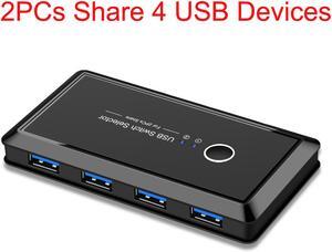 USB Switch Selector, USB Switch Selector with 2 Pack USB3.0 A to A Cable Selector 2 Computers Share 4 USB Devices USB Switcher Box for Mouse Keyboard Scanner Printer PCs Projector