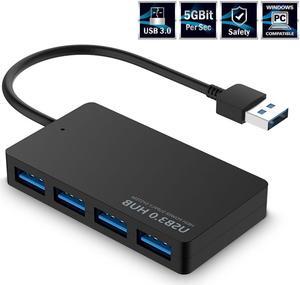 LUOM USB3.0 A to A Hub, 4 Port USB 3.0 Hub, Ultra Slim Portable Data Hub Applicable for iMac Pro, MacBook Air, Mac Mini/Pro, Surface Pro, Notebook PC, Laptop, USB Flash Drives, and Mobile HDD , Black