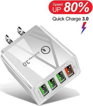 LUOM Wall Charger, 4-Muti Port USB Travel Wall Charger 48W 5V 3.1A Output Portable Wall Charger Plug Power Adapter Compatible with iPhone X/8/7,iPad,Samsung Phones Samsung, LG, HTC and More -White LUOM Wall Charger, 4-Muti Port USB Travel Wall Charger 48W 5V 3.1A Output Portable Wall Charger Plug Power Adapter Compatible with iPhone X/8/7,iPad,Samsung Phones Samsung, LG, HTC and More -White