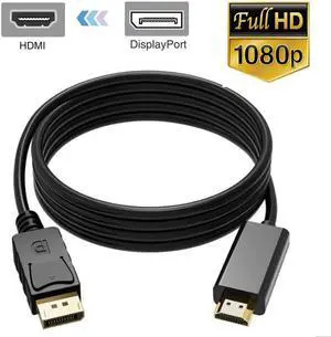 Displayport to HDMI, LUOM 1080P DP to HDMI 6 Feet Cable Gold-Plated Cord Compatible for Lenovo, Dell, HP, ASUS
